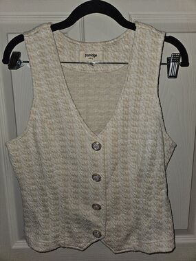 Porridge Cream Textured Button-Front Vest